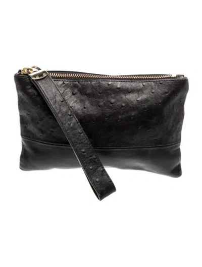 Pre-owned Henri Bendel Embossed Leather Clutch In Black