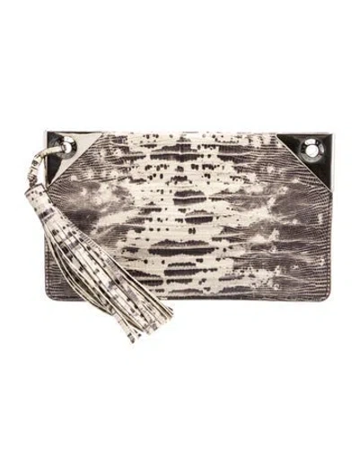 Pre-owned Henri Bendel Embossed Leather Clutch In Neutral