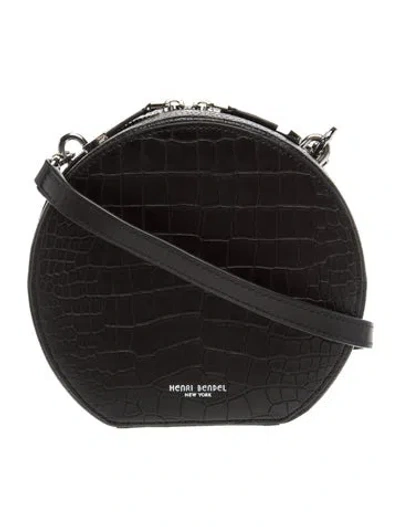 Pre-owned Henri Bendel Embossed Leather Crossbody Bag In Black