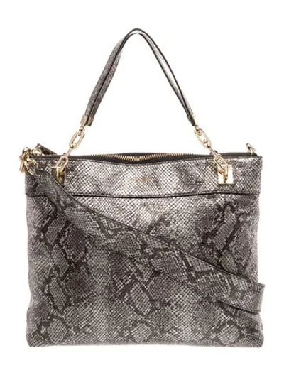 Pre-owned Henri Bendel Embossed Leather Shoulder Bag In Multi