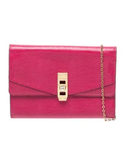 Pre-owned Henri Bendel Embossed Leather Shoulder Bag In Pink