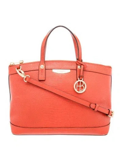 Pre-owned Henri Bendel Embossed Leather Top Handle Bag In Red