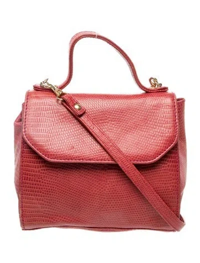 Pre-owned Henri Bendel Embossed Leather Top Handle Bag In Red