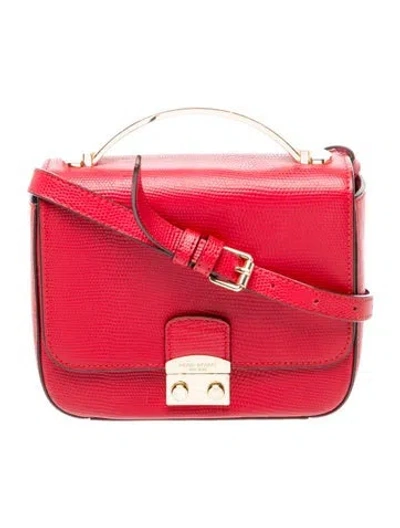 Pre-owned Henri Bendel Embossed Leather Top Handle Bag In Red