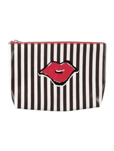 Pre-owned Henri Bendel Embroidered Patterned Cosmetic Bag In Multi