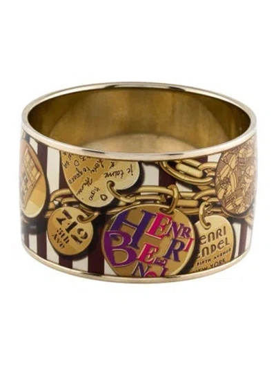 Pre-owned Henri Bendel Enamel Bangle Bracelet, 7.75" In Brown