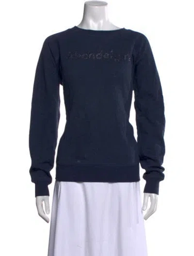 Pre-owned Henri Bendel Graphic Print Crew Neck Sweatshirt In Blue