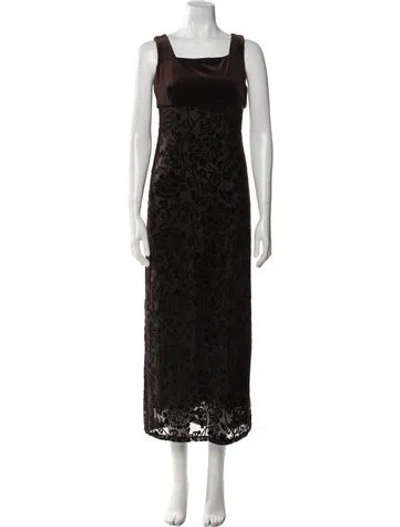 Pre-owned Henri Bendel Lace Pattern Long Dress In Black