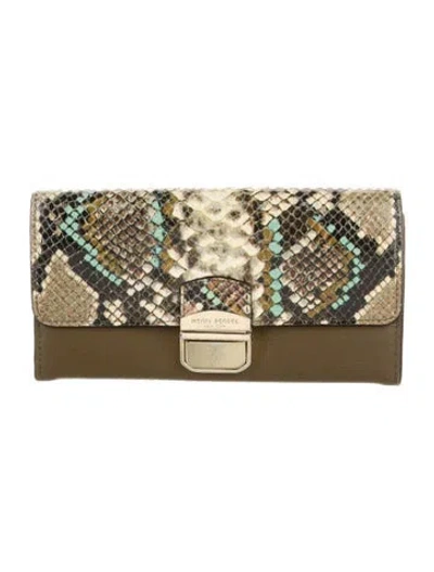 Pre-owned Henri Bendel Leather Animal Print Wristlet In Brown