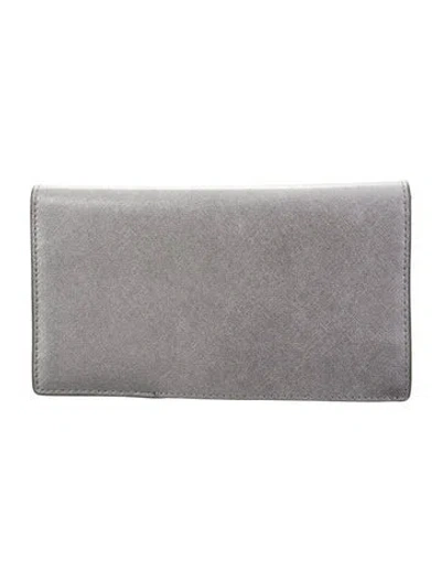 Pre-owned Henri Bendel Leather Bifold Wallet In Silver
