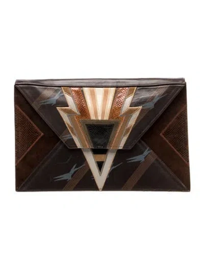 Pre-owned Henri Bendel Leather Clutch In Brown