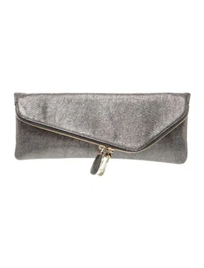 Pre-owned Henri Bendel Leather Clutch In Gray