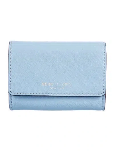 Pre-owned Henri Bendel Leather Compact Wallet In Blue
