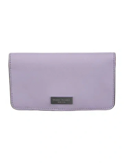 Pre-owned Henri Bendel Leather Compact Wallet In Purple