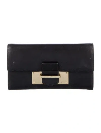 Pre-owned Henri Bendel Leather Continental Wallet In Black