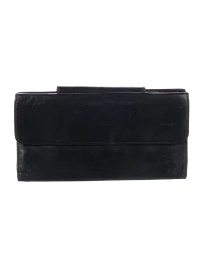 Pre-owned Henri Bendel Leather Continental Wallet In Black
