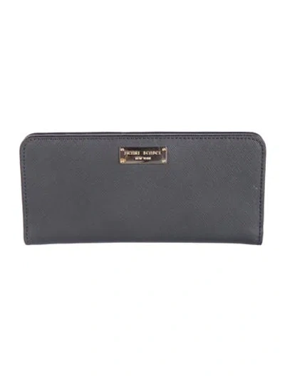 Pre-owned Henri Bendel Leather Continental Wallet In Gray