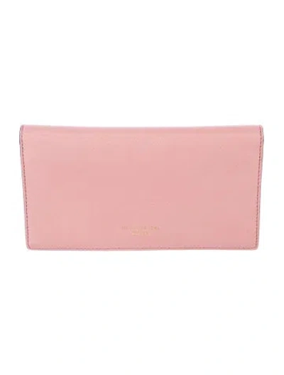 Pre-owned Henri Bendel Leather Continental Wallet In Pink