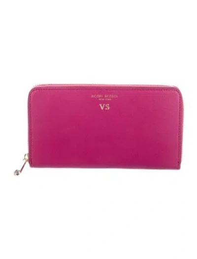Pre-owned Henri Bendel Leather Continental Wallet In Pink