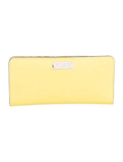 Pre-owned Henri Bendel Leather Continental Wallet In Yellow