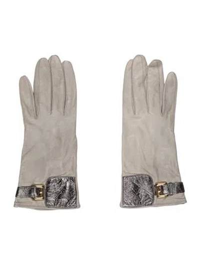 Pre-owned Henri Bendel Leather Gloves In Gray
