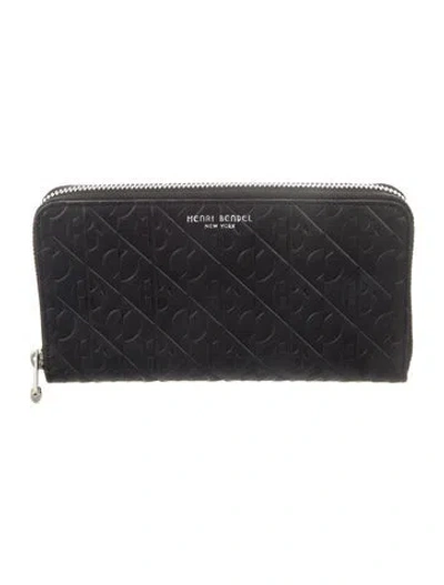 Pre-owned Henri Bendel Leather Graphic Print Continental Wallet In Black