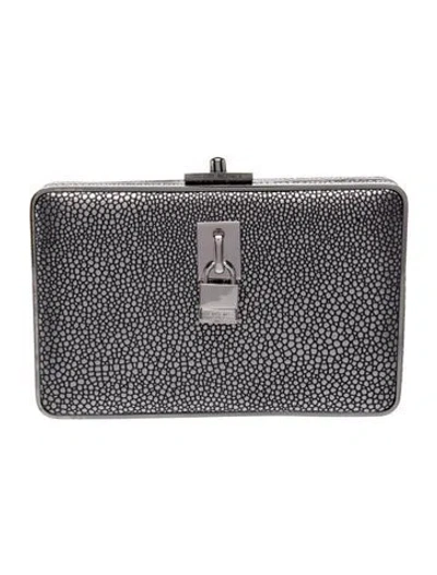 Pre-owned Henri Bendel Leather Minaudière In Gray