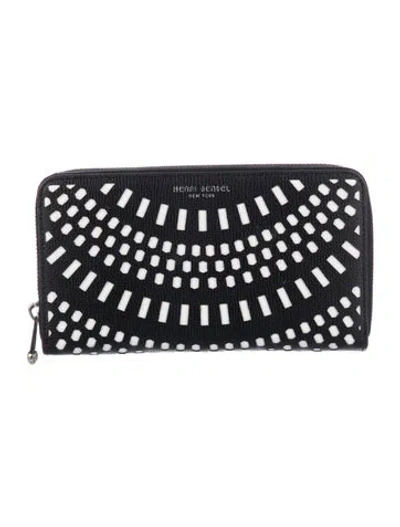 Pre-owned Henri Bendel Leather Printed Wallet In Black