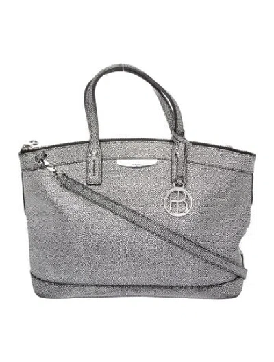 Pre-owned Henri Bendel Leather Top Handle Bag In Silver