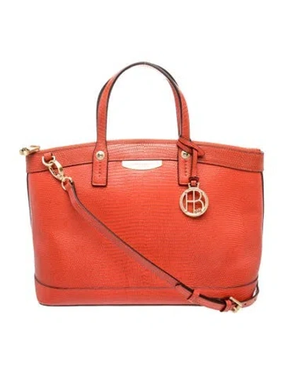 Pre-owned Henri Bendel Lizard Top Handle Bag In Orange