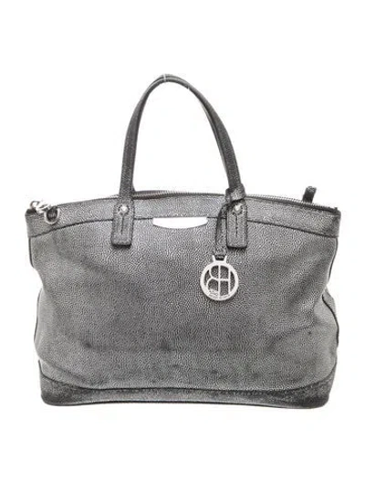 Pre-owned Henri Bendel Lizard Top Handle Bag In Silver