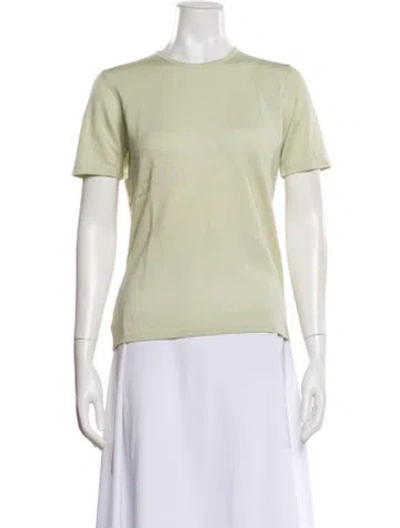 Pre-owned Henri Bendel Merino Wool Bateau Neckline Sweater In Green