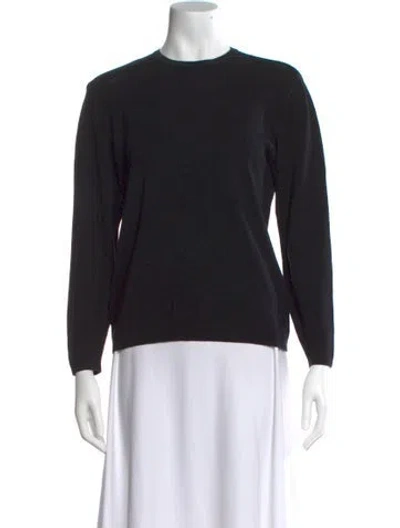 Pre-owned Henri Bendel Merino Wool Crew Neck Sweater In Black