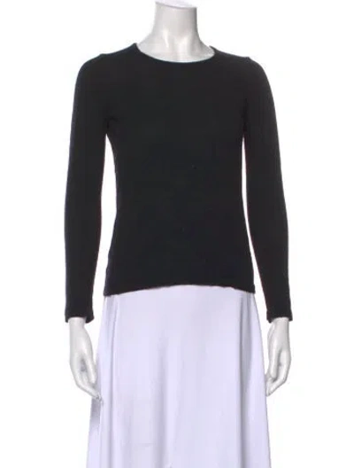 Pre-owned Henri Bendel Merino Wool Crew Neck Sweater In Black