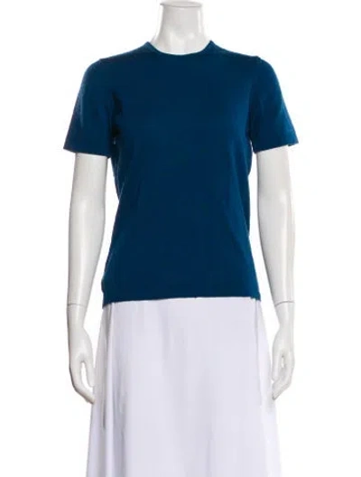 Pre-owned Henri Bendel Merino Wool Crew Neck Sweater In Blue