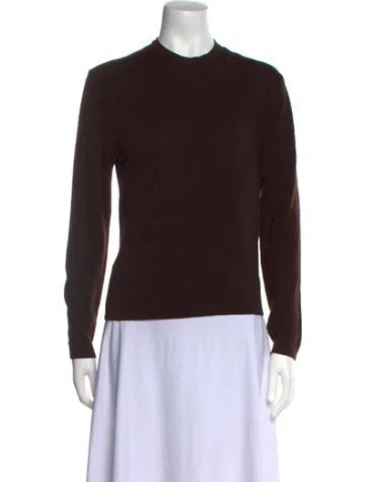 Pre-owned Henri Bendel Merino Wool Crew Neck Sweater In Brown