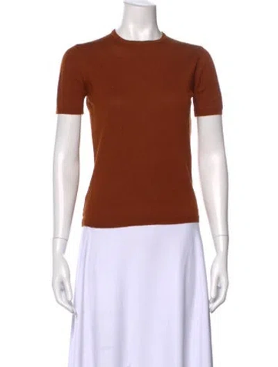 Pre-owned Henri Bendel Merino Wool Crew Neck Sweater In Brown