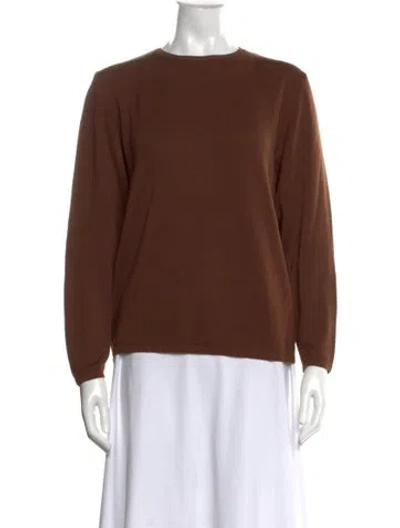 Pre-owned Henri Bendel Merino Wool Crew Neck Sweater In Brown