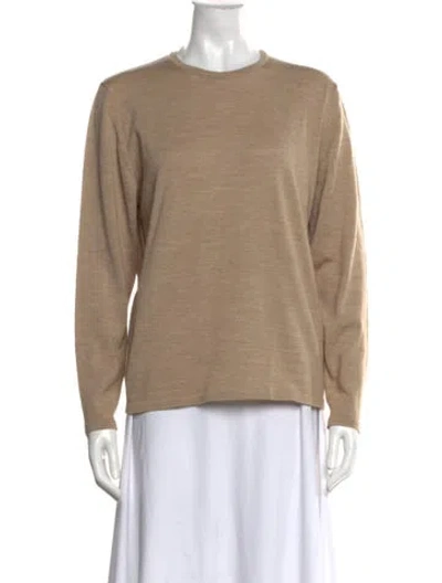 Pre-owned Henri Bendel Merino Wool Crew Neck Sweater In Brown