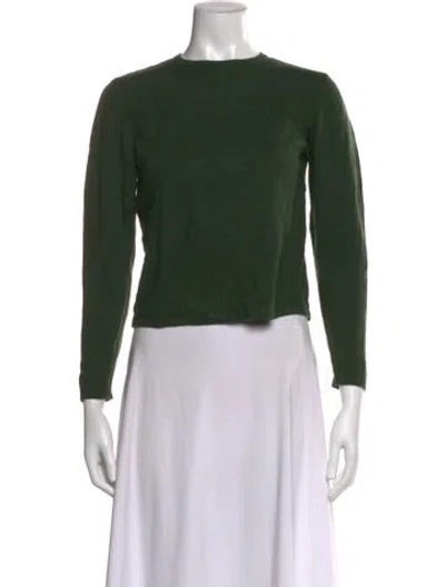 Pre-owned Henri Bendel Merino Wool Crew Neck Sweater In Green