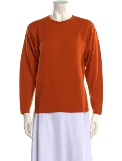 Pre-owned Henri Bendel Merino Wool Crew Neck Sweater In Orange