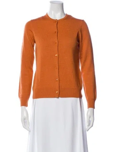 Pre-owned Henri Bendel Merino Wool Crew Neck Sweater In Orange