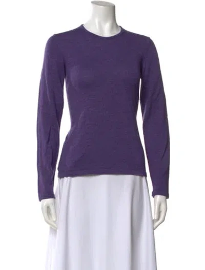 Pre-owned Henri Bendel Merino Wool Crew Neck Sweater In Purple