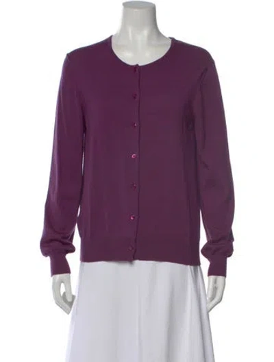 Pre-owned Henri Bendel Merino Wool Crew Neck Sweater In Purple