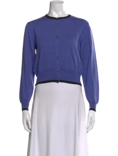 Pre-owned Henri Bendel Merino Wool Crew Neck Sweater In Purple