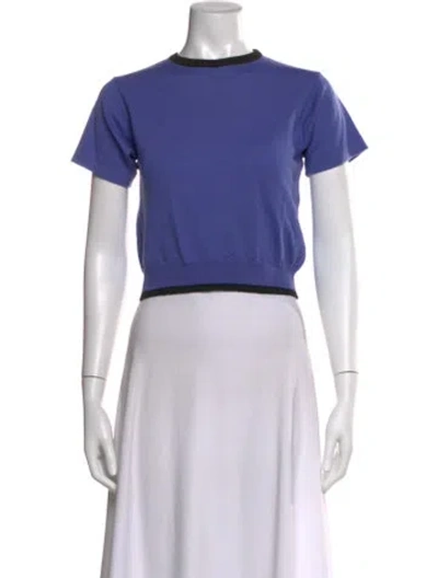 Pre-owned Henri Bendel Merino Wool Crew Neck Sweater In Purple