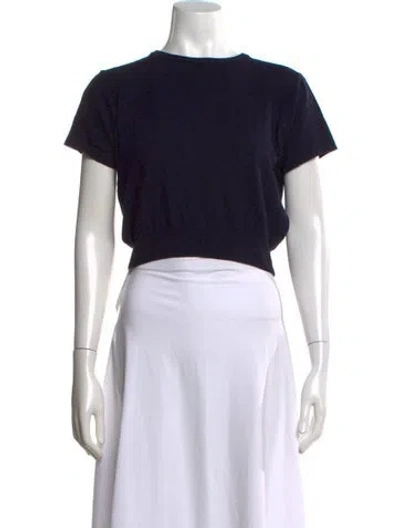 Pre-owned Henri Bendel Merino Wool Crew Neck T-shirt In Black