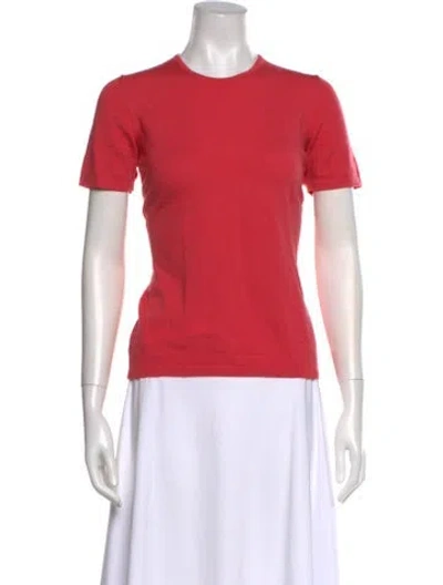 Pre-owned Henri Bendel Merino Wool Crew Neck T-shirt In Pink