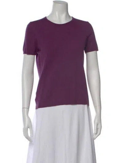 Pre-owned Henri Bendel Merino Wool Crew Neck T-shirt In Purple