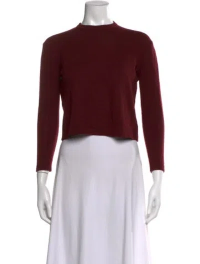 Pre-owned Henri Bendel Merino Wool Mock Neck Sweater In Burgundy